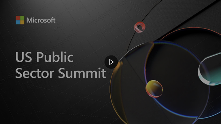 microsoft US Public Sector Summit and a play button icon in the center on image