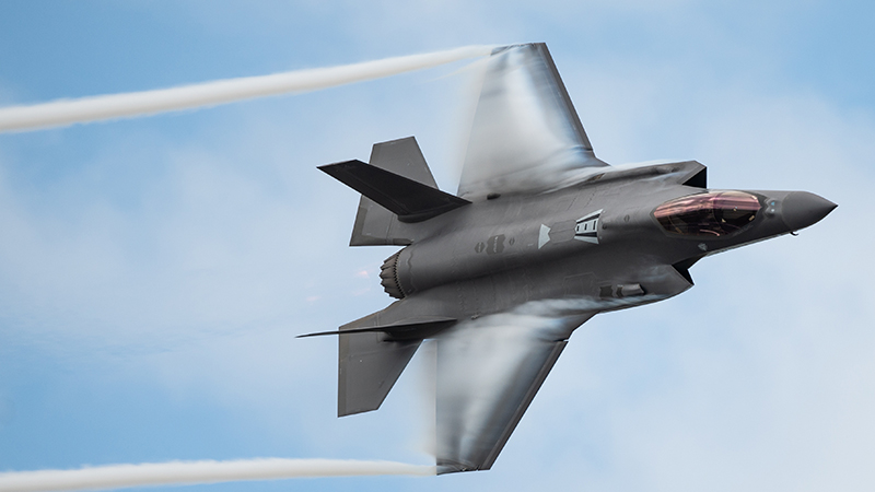 Airforce jet flying sideways