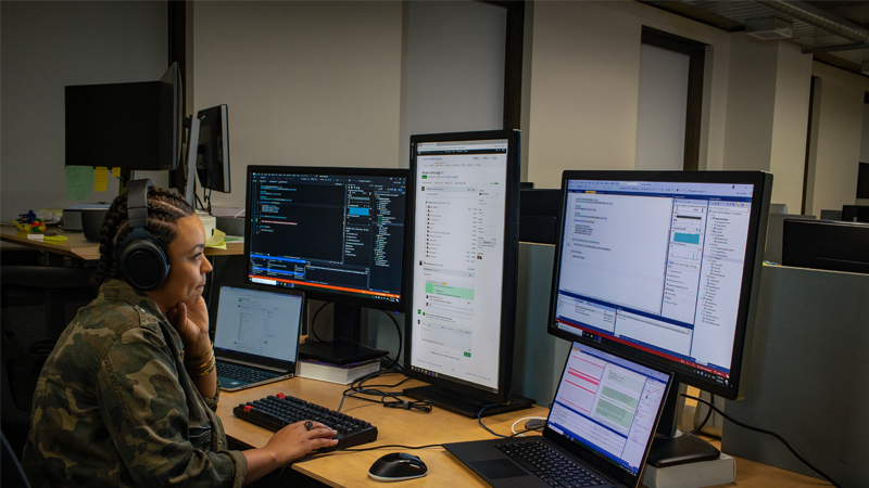 Woman looking at the computer screen